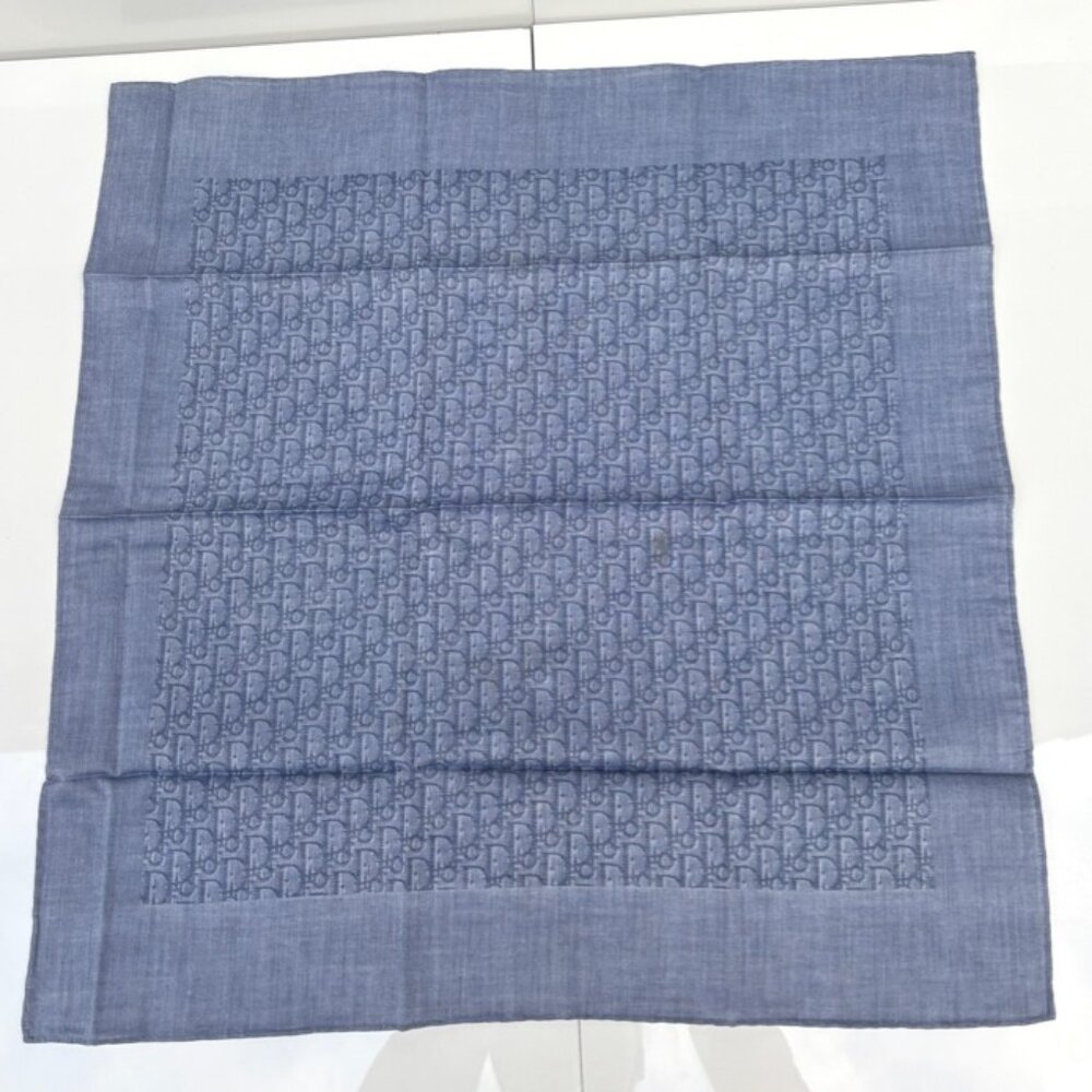 Vintage Christian Dior Blue Monogram Handkerchief